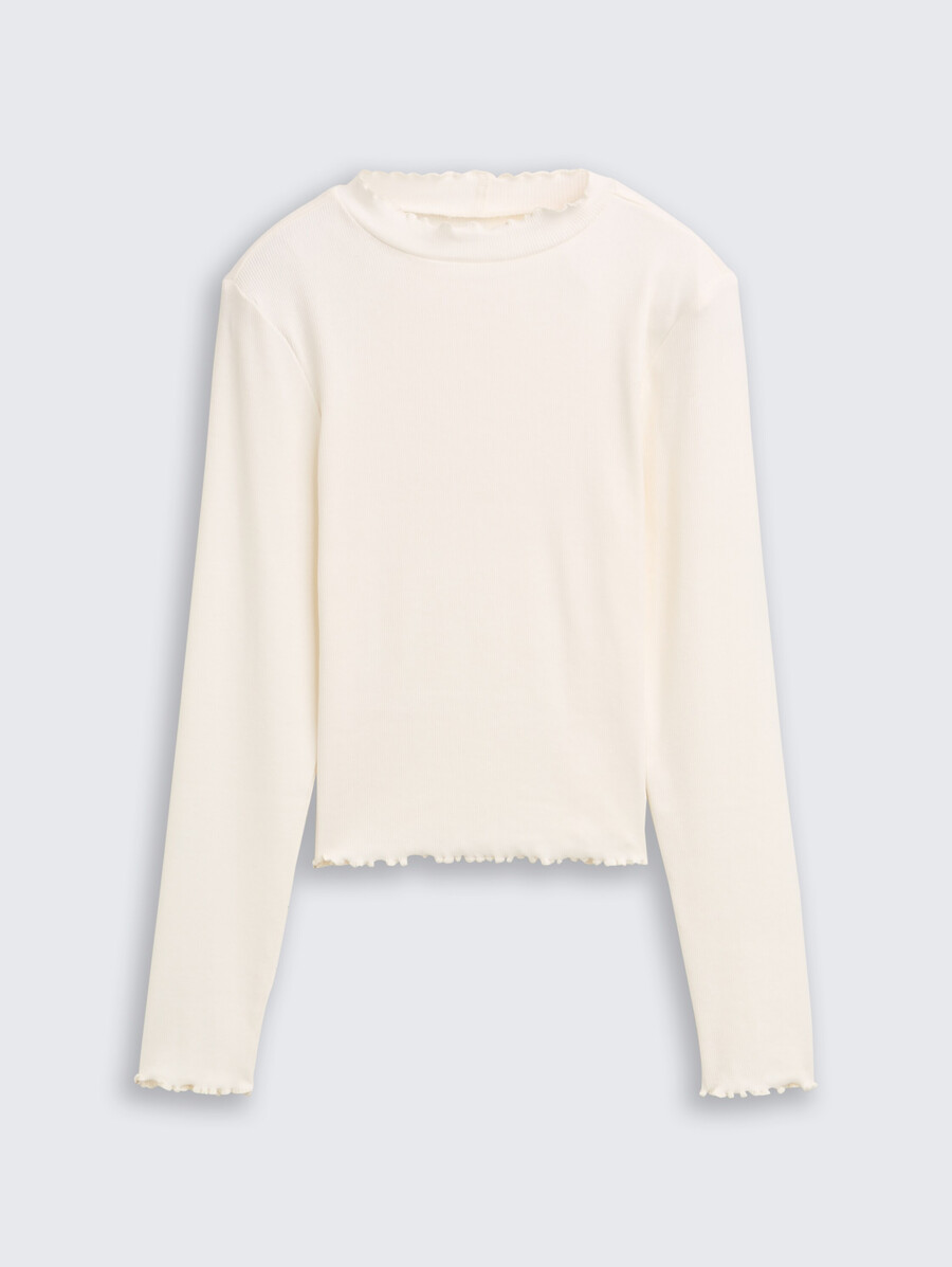 chemise courte à manches longues avec texture côtelée