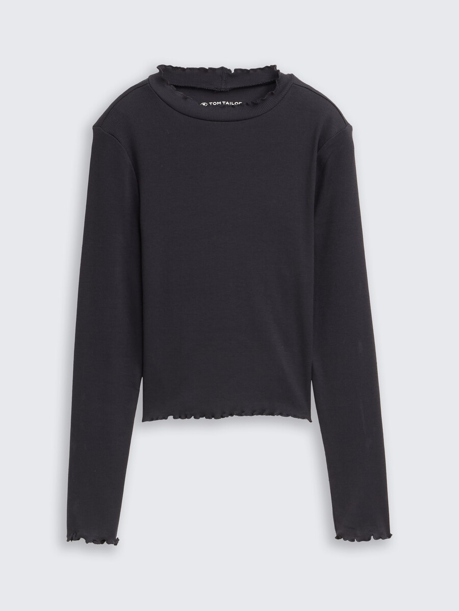 chemise courte à manches longues avec texture côtelée