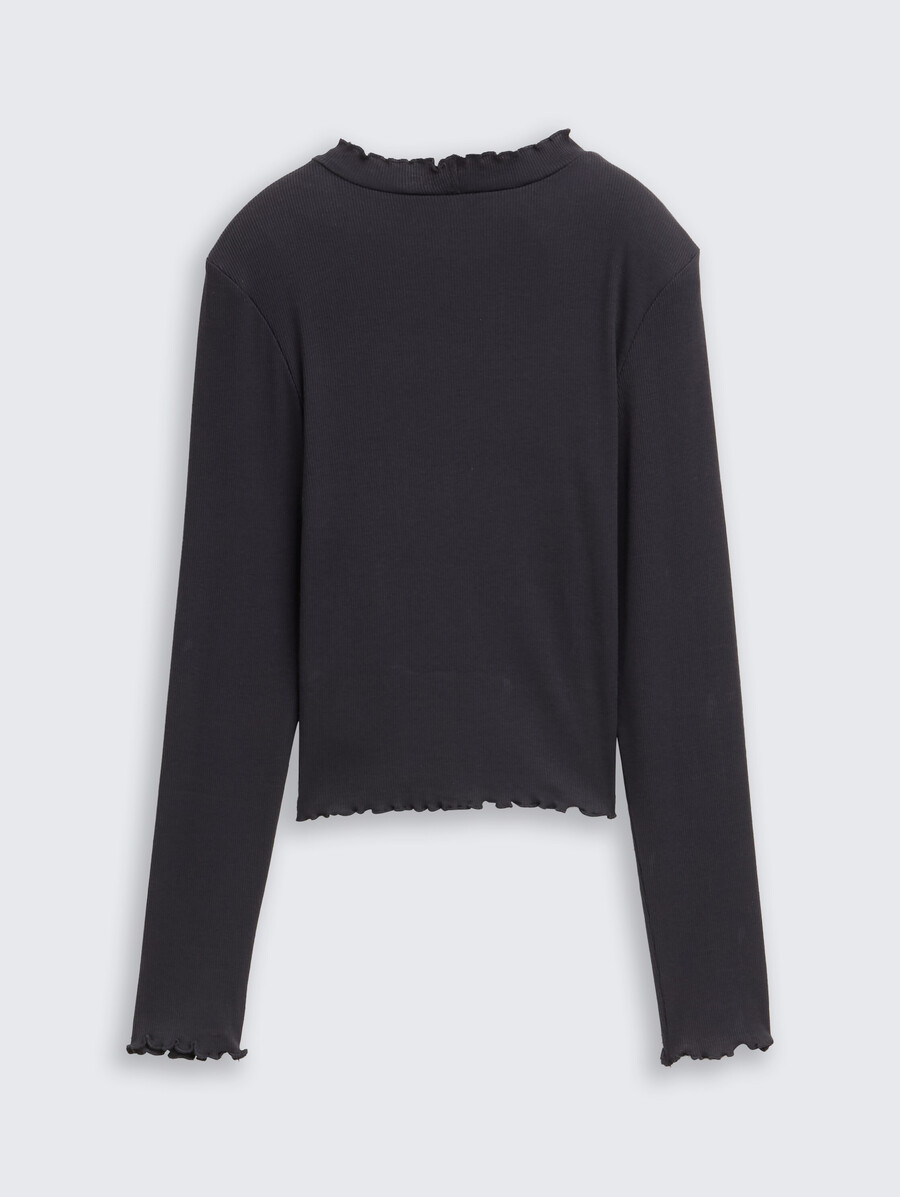chemise courte à manches longues avec texture côtelée