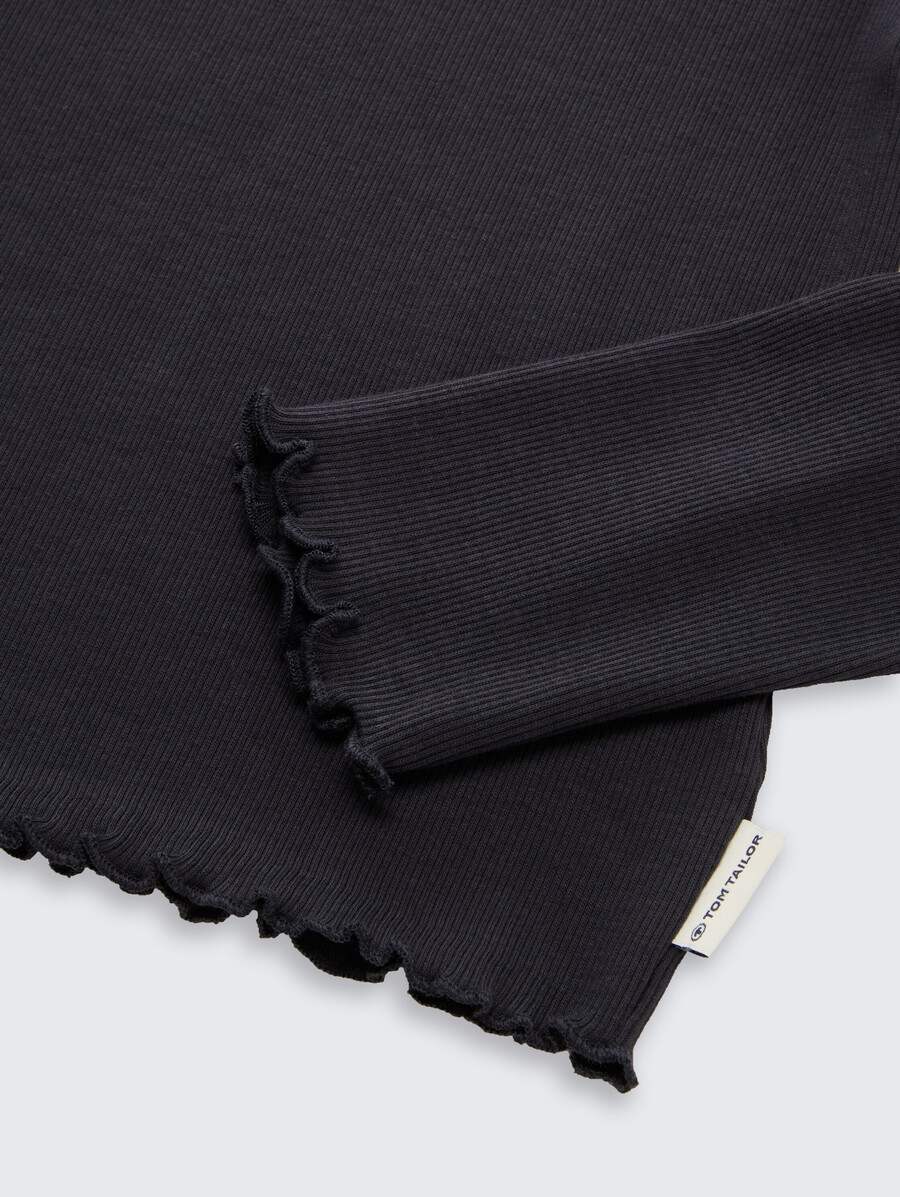 chemise courte à manches longues avec texture côtelée