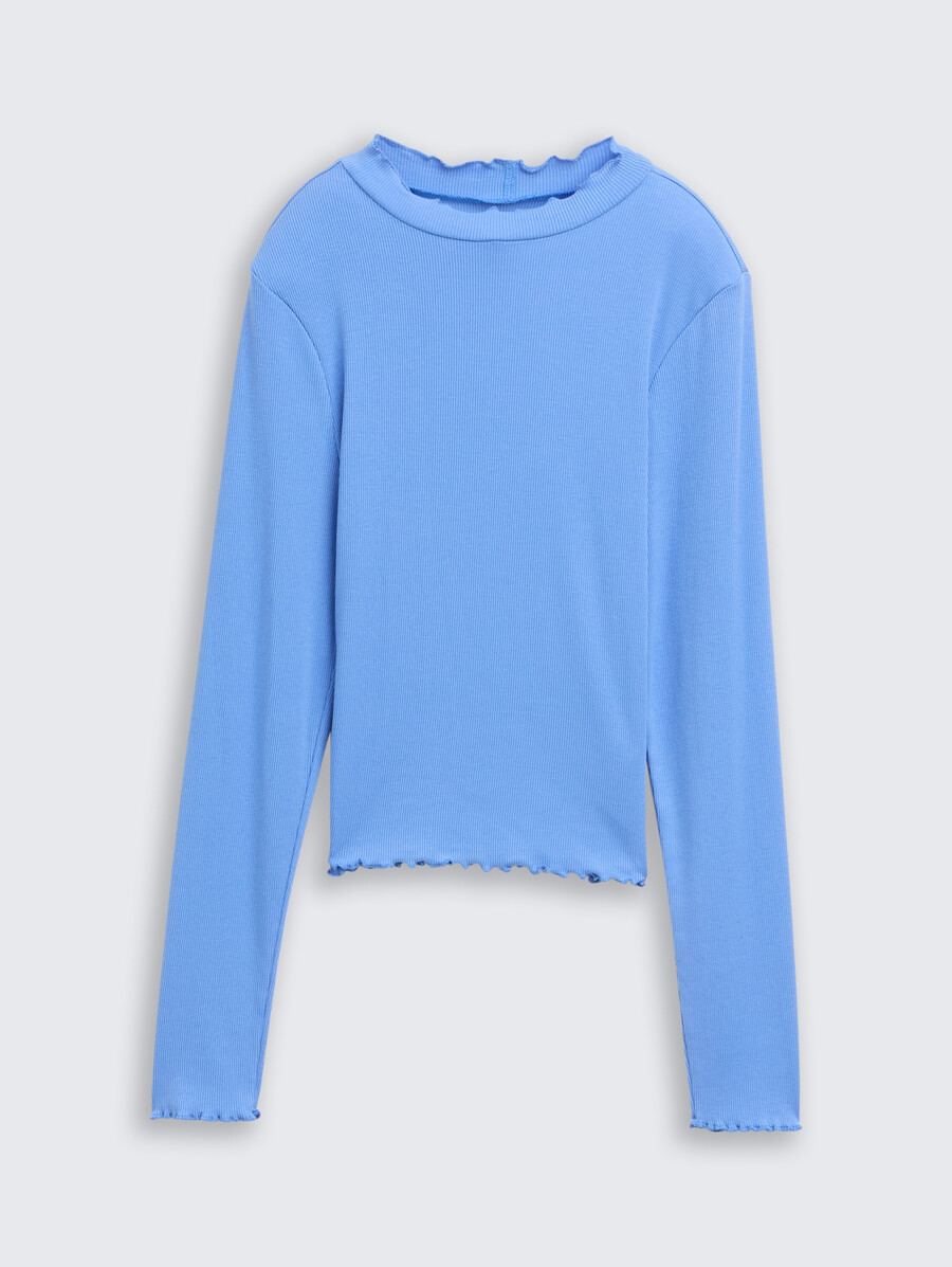 chemise courte à manches longues avec texture côtelée