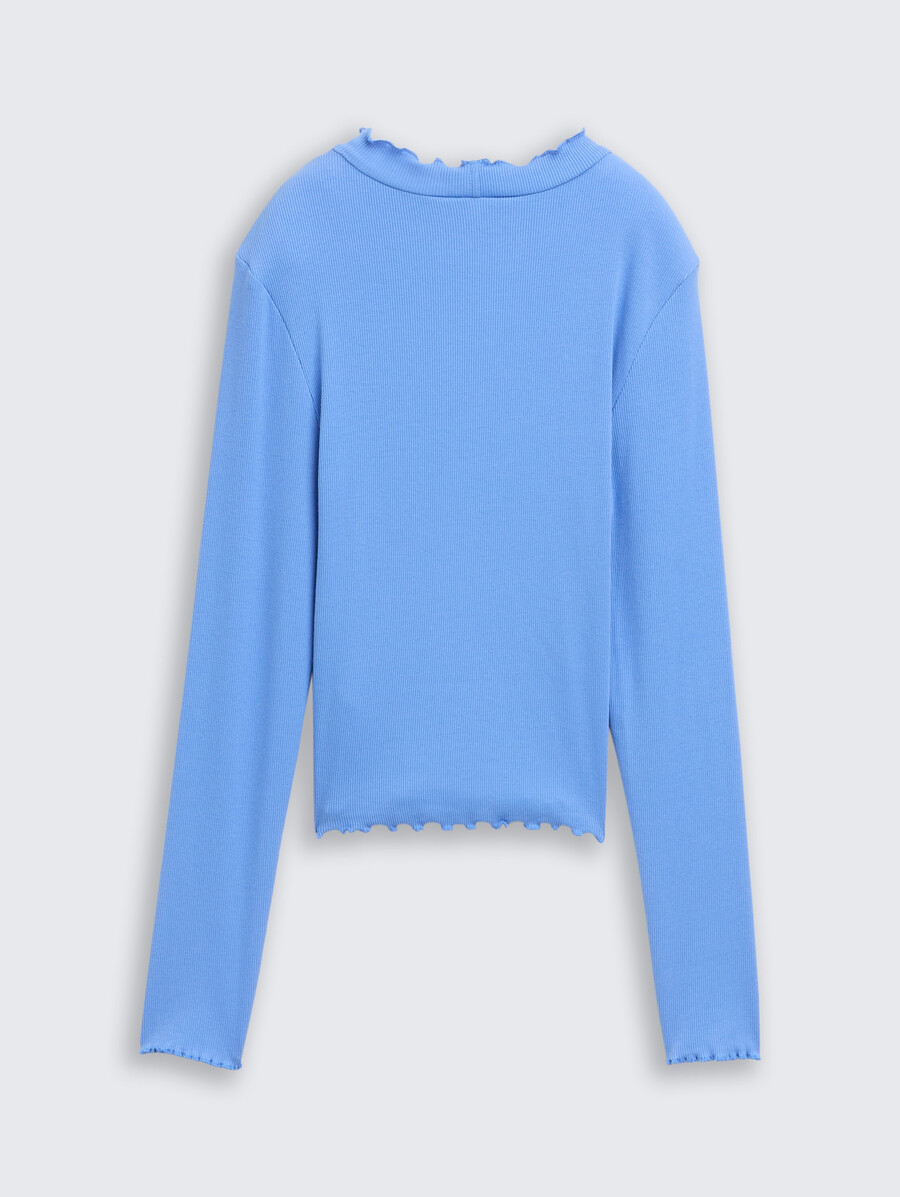chemise courte à manches longues avec texture côtelée