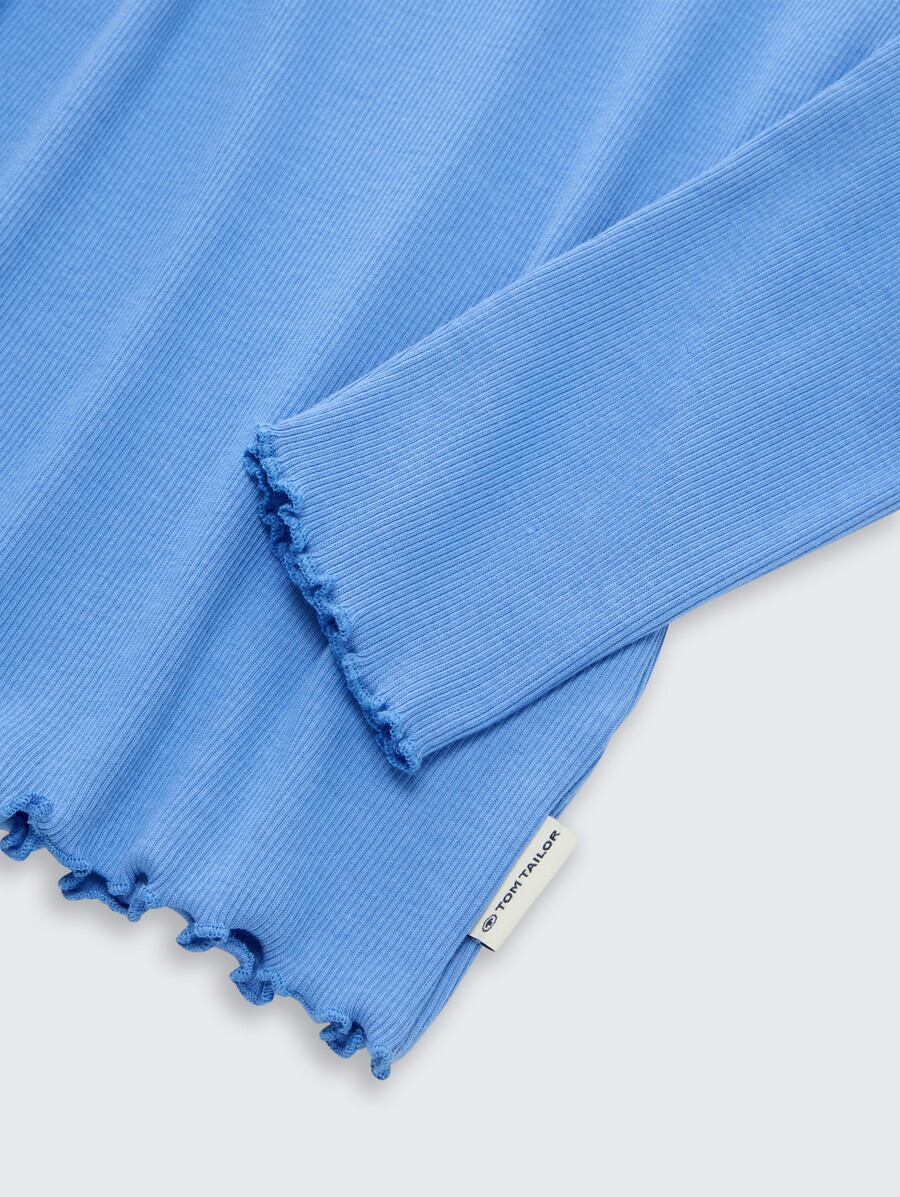 chemise courte à manches longues avec texture côtelée