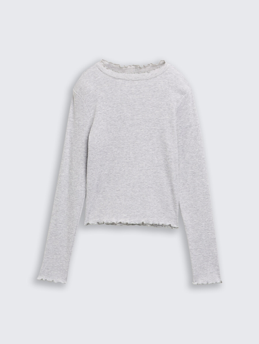chemise courte à manches longues avec texture côtelée