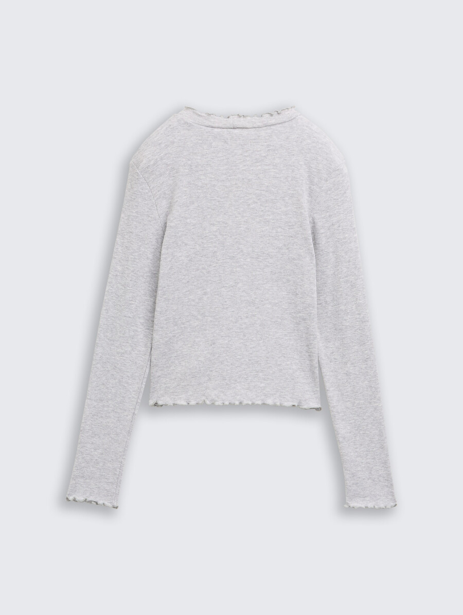 chemise courte à manches longues avec texture côtelée