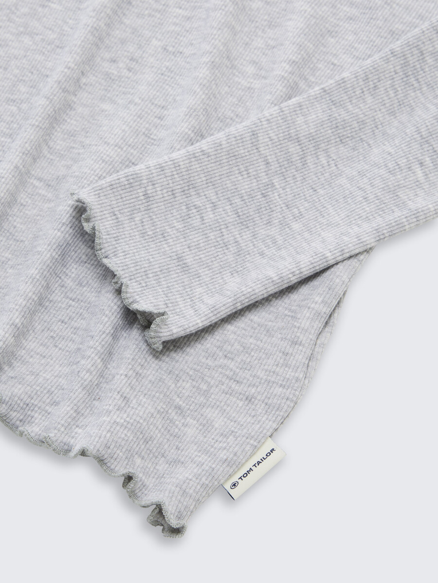 chemise courte à manches longues avec texture côtelée