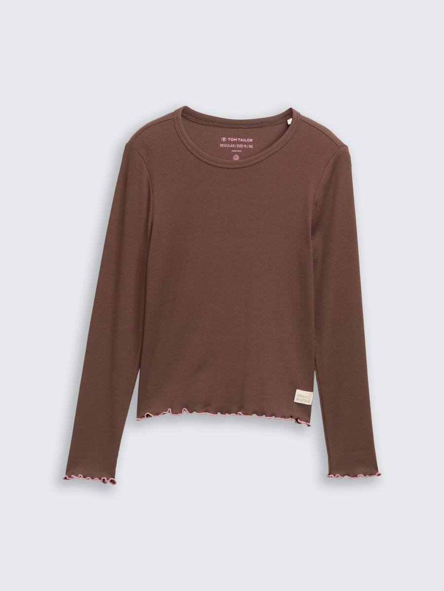 chemise basique côtelée à manches longues