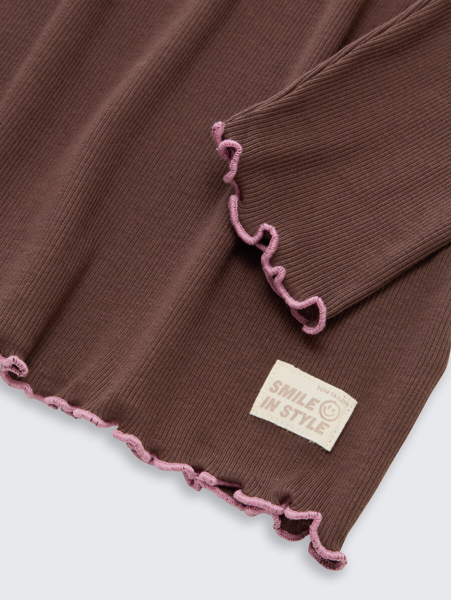 chemise basique côtelée à manches longues
