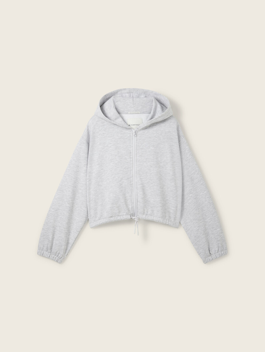 sweat-shirt à capuche court effet chiné