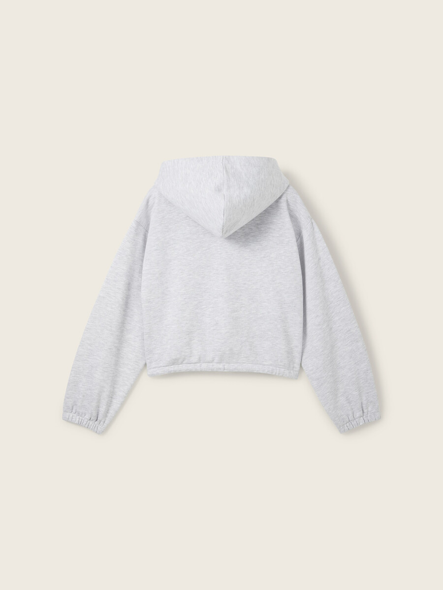 sweat-shirt à capuche court effet chiné