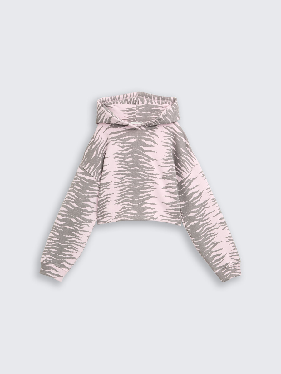 sweat à capuche court à motifs