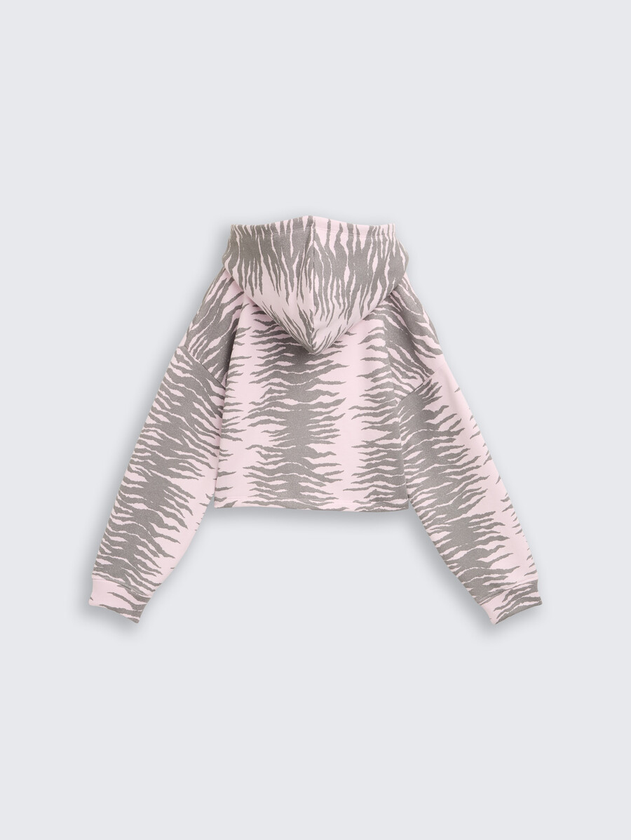 sweat à capuche court à motifs