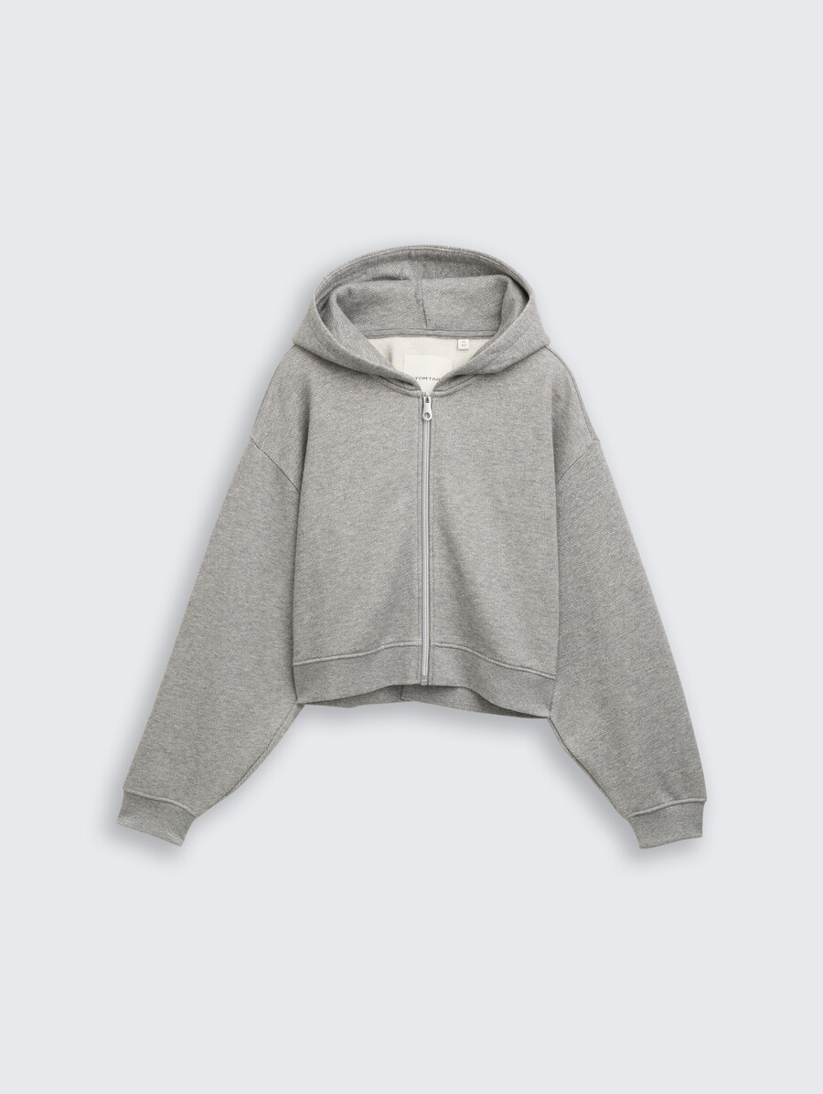 sweat à capuche court avec effet pailleté