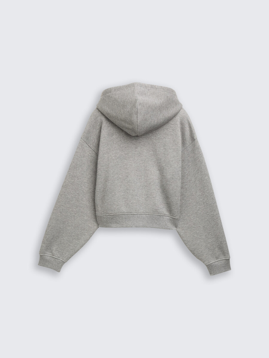 sweat à capuche court avec effet pailleté