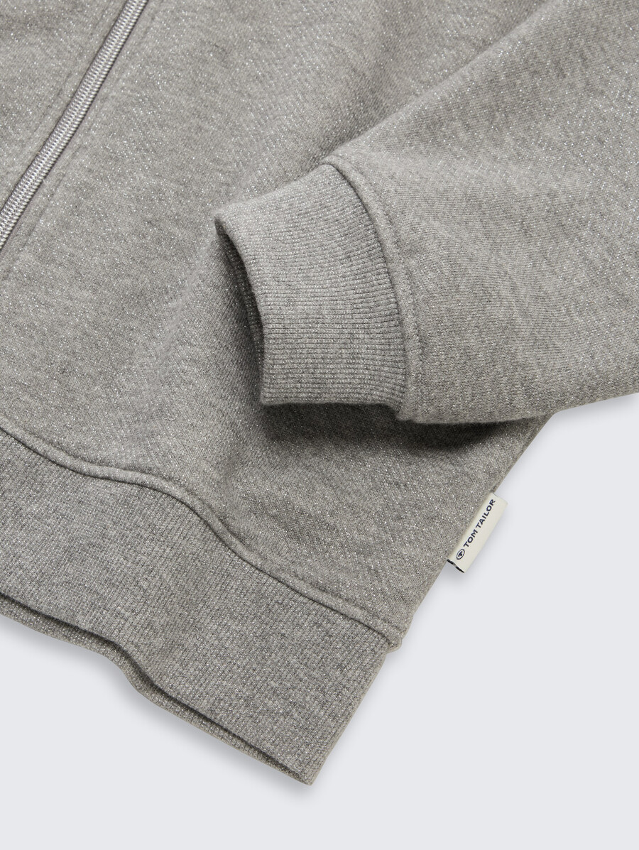 sweat à capuche court avec effet pailleté