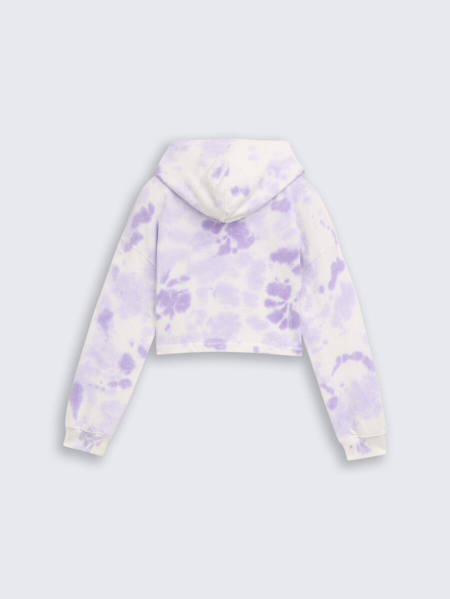 sweat à capuche court à motif batik