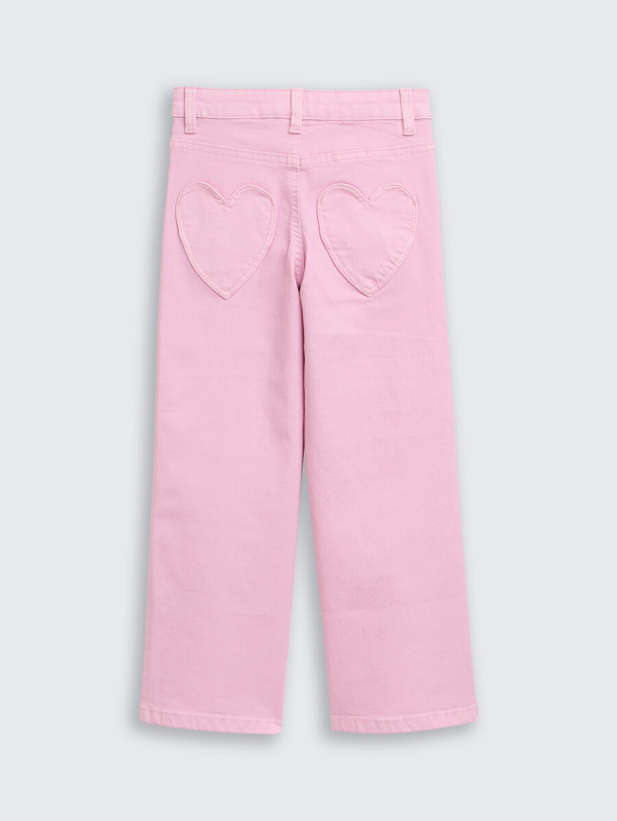 jean à jambes larges avec détails en forme de cœur