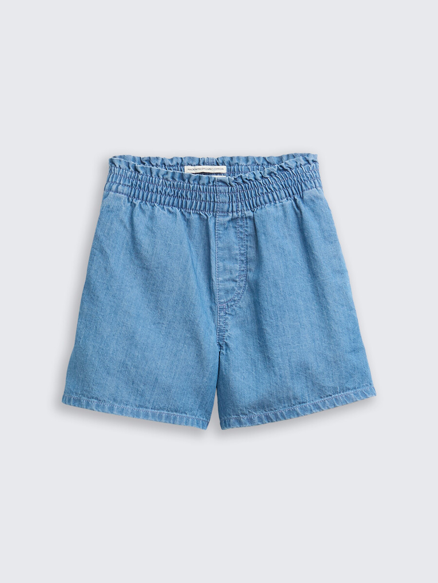 short en jean à taille élastiquée