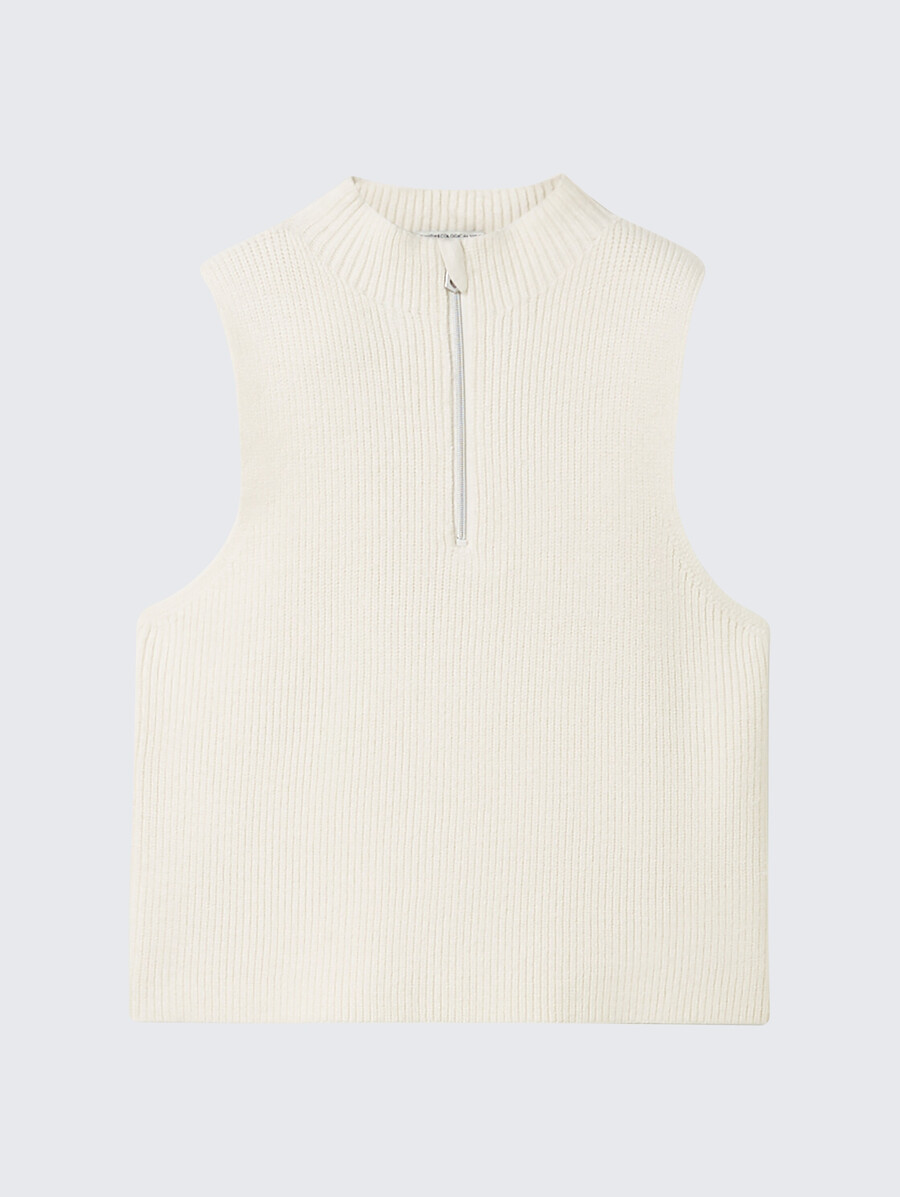 pull sans manches à col zippé