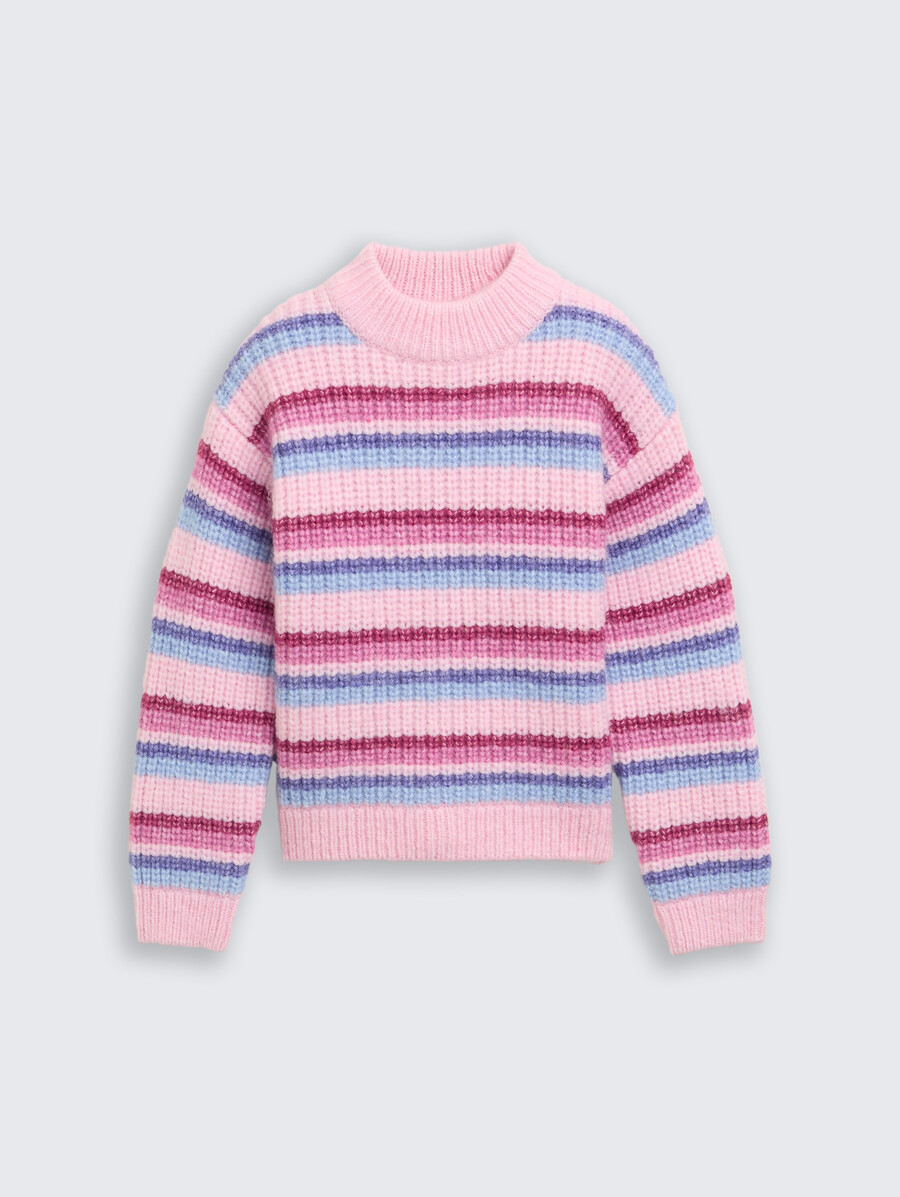 pull court en maille à rayures