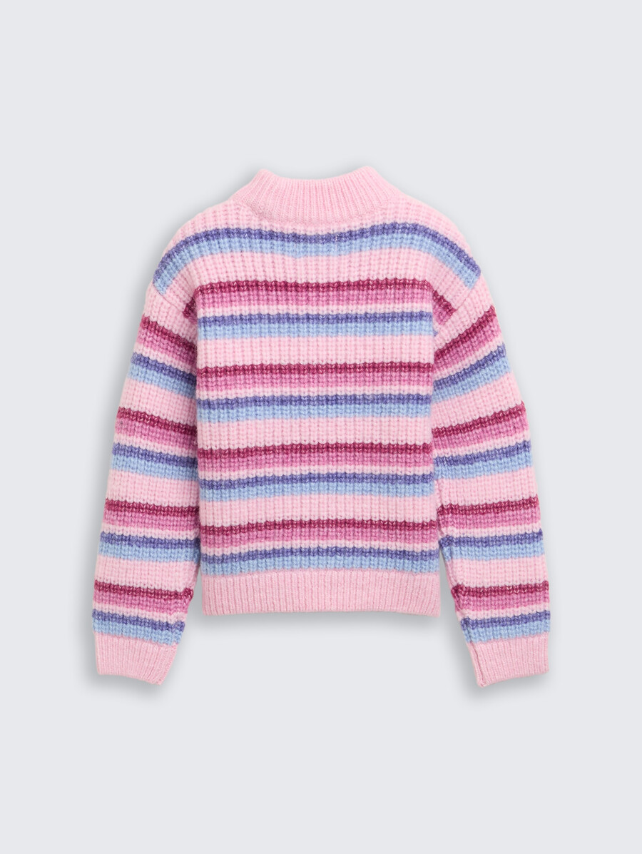 pull court en maille à rayures