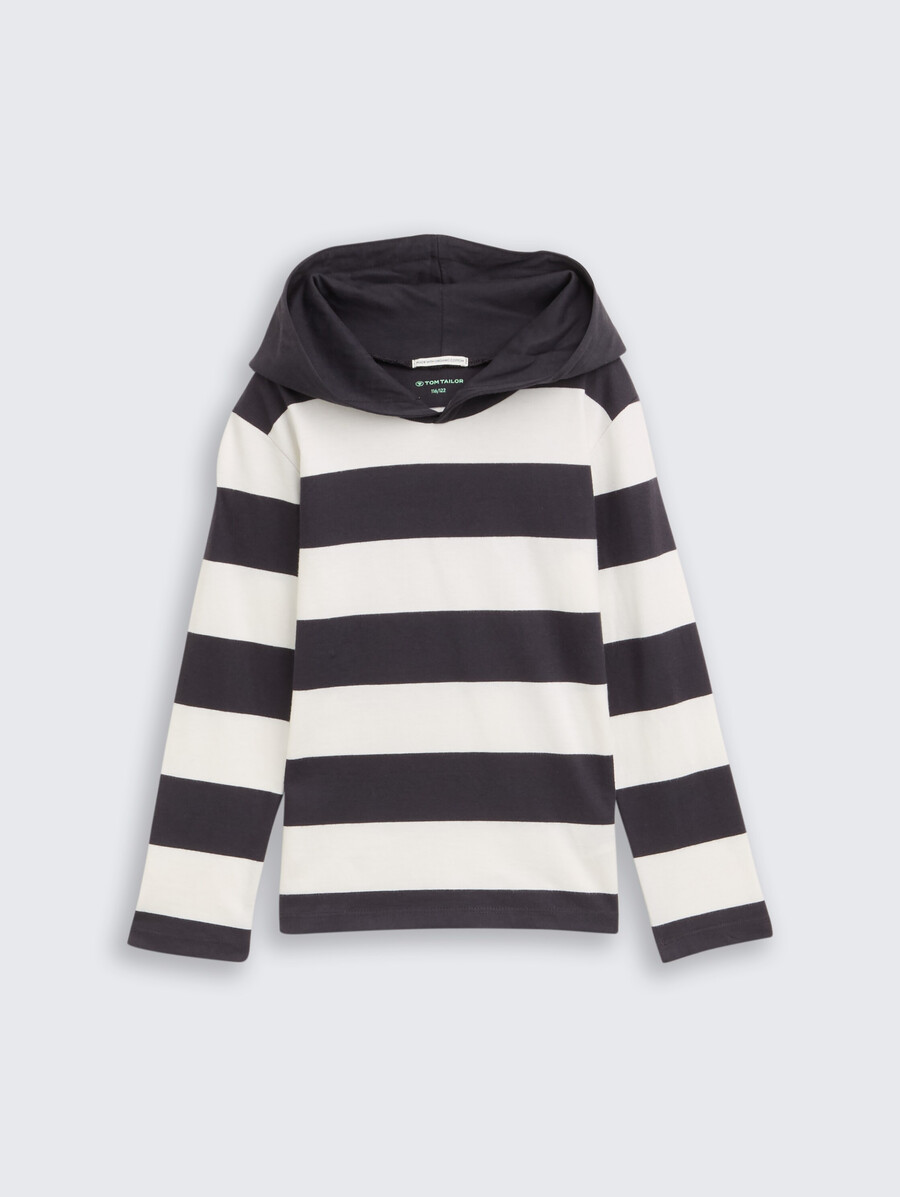 sweat à capuche à manches longues avec motif rayé