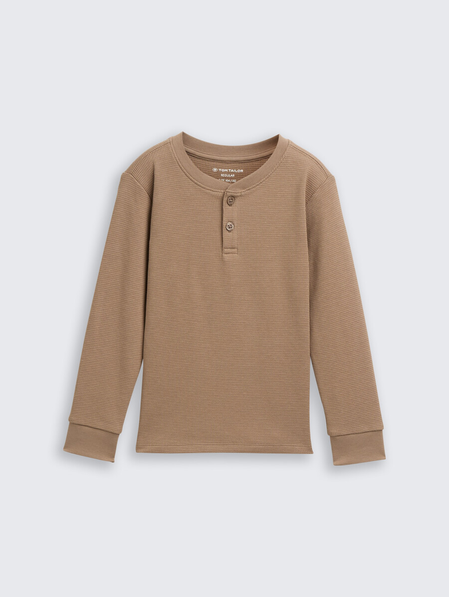 chemise henley à manches longues avec texture gaufrée