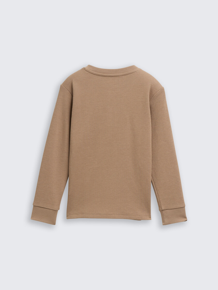 chemise henley à manches longues avec texture gaufrée