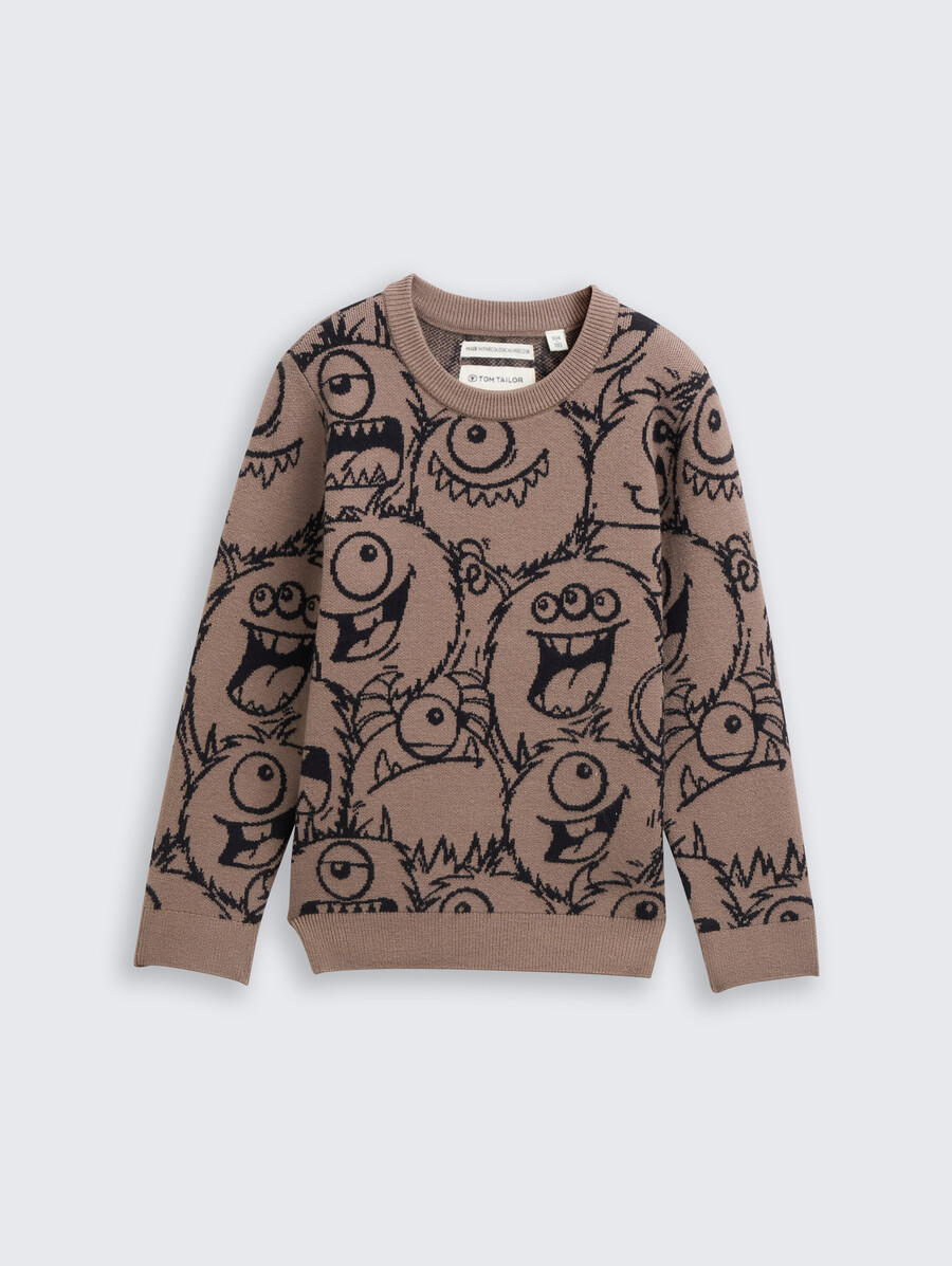 pull en maille à imprimé intégral