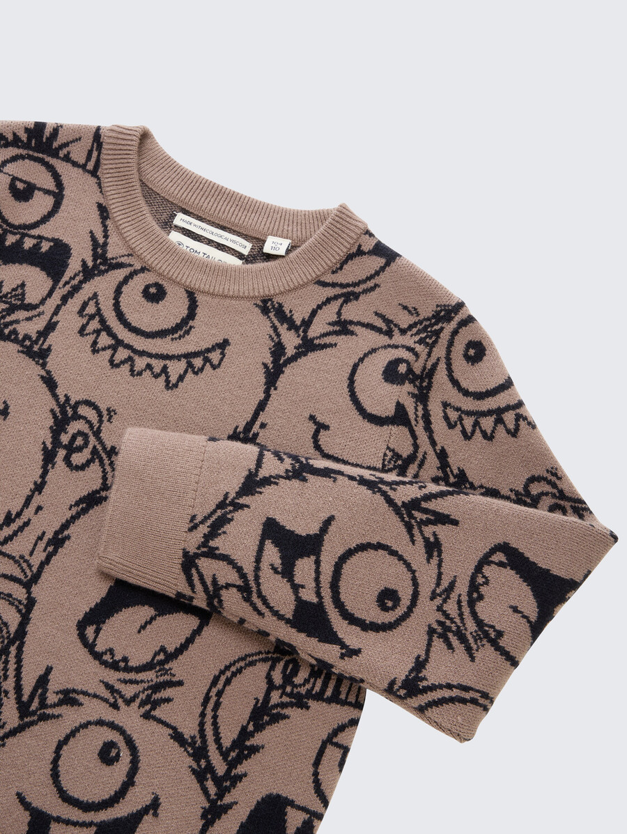 pull en maille à imprimé intégral