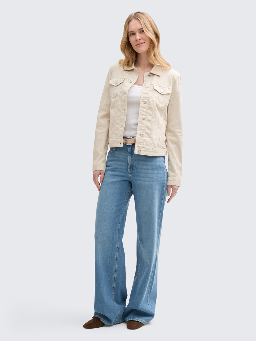 veste en jean à poches fendues