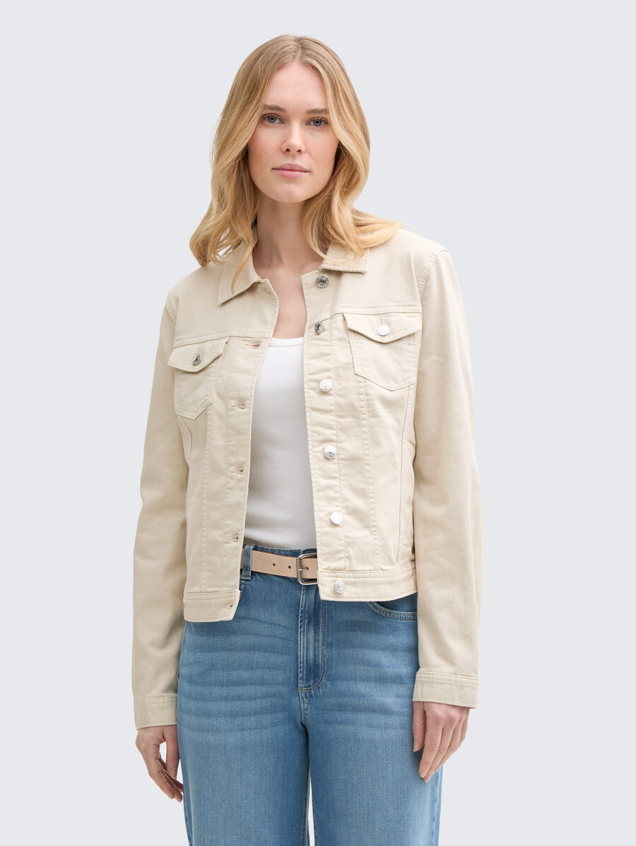 veste en jean à poches fendues