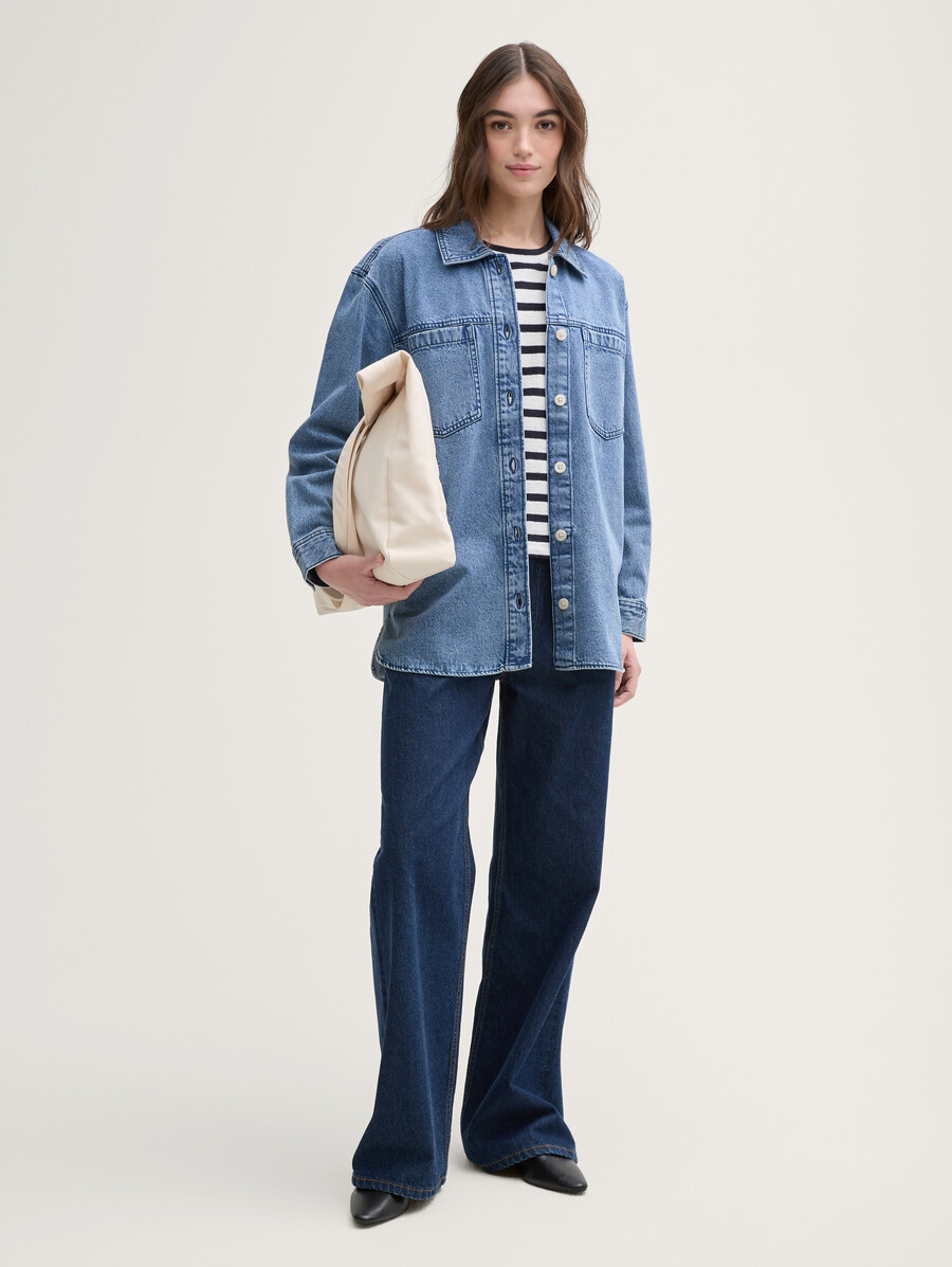 veste en jean à poches fendues