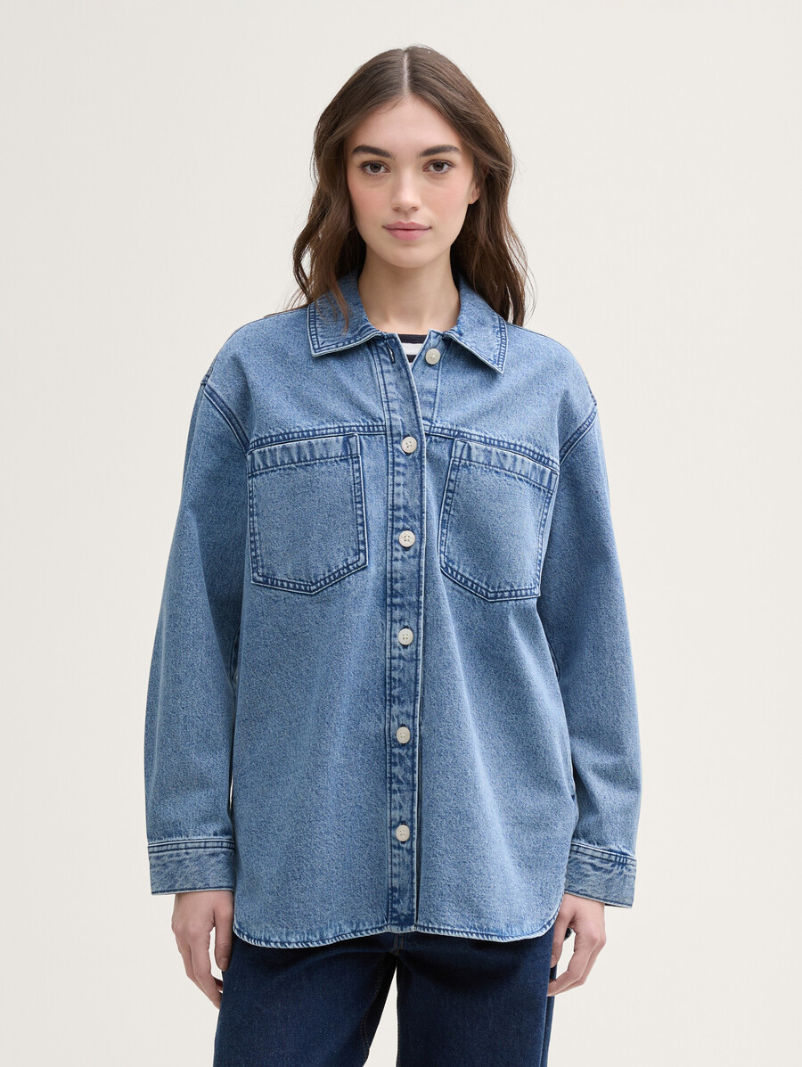 veste en jean à poches fendues