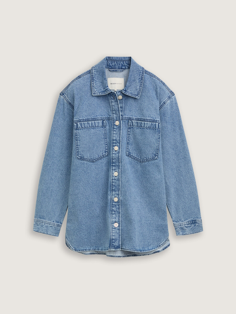 veste en jean à poches fendues
