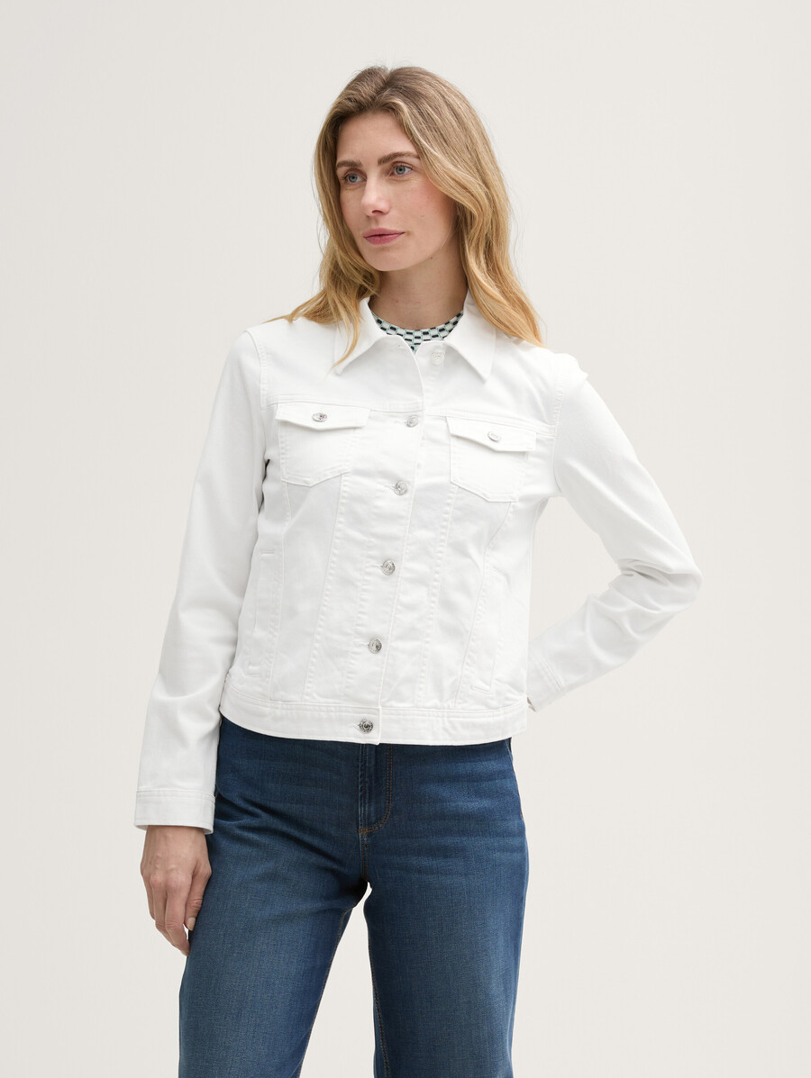 veste en jean à poches fendues