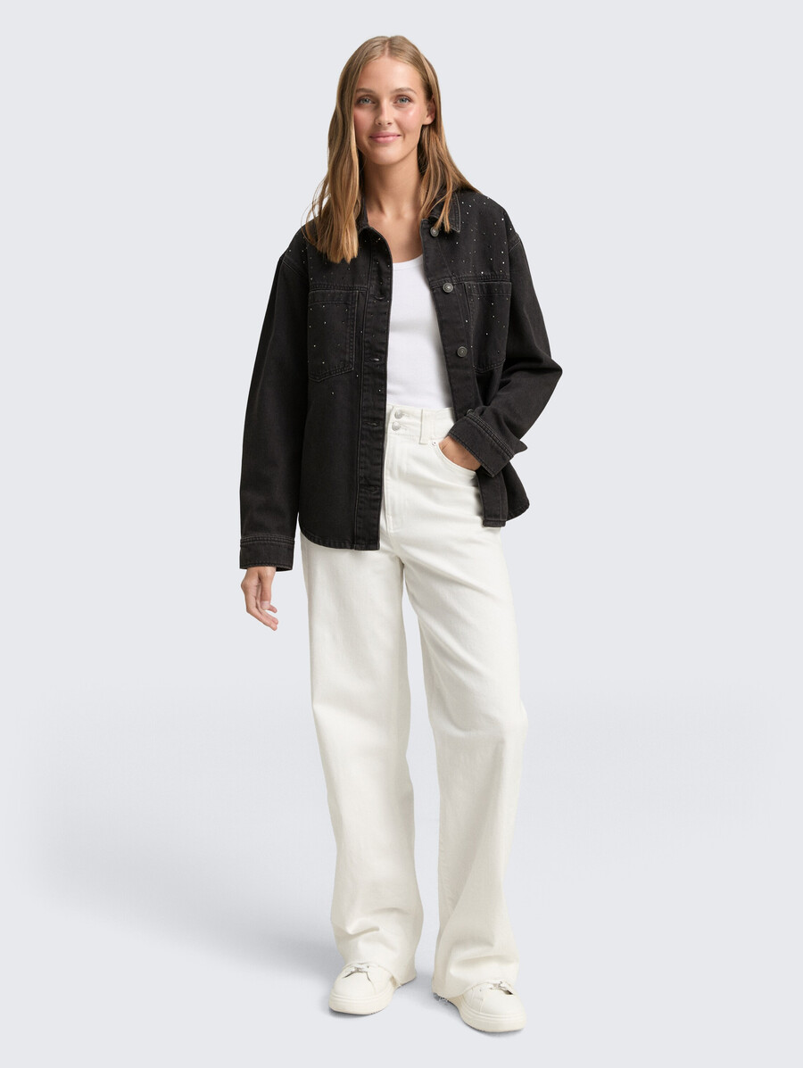 veste en jean ornée de strass
