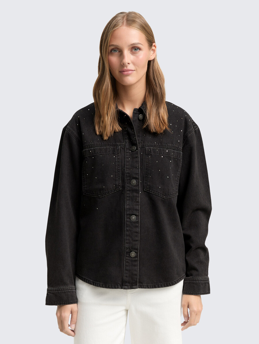 veste en jean ornée de strass