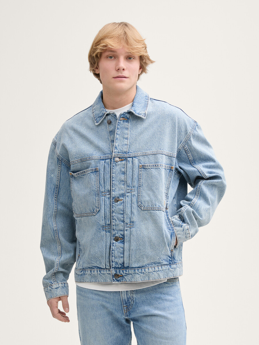 veste en jean coupe décontractée avec poches poitrine