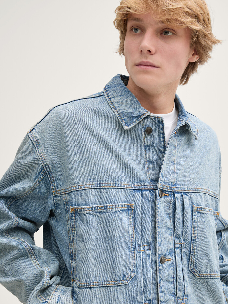 veste en jean coupe décontractée avec poches poitrine