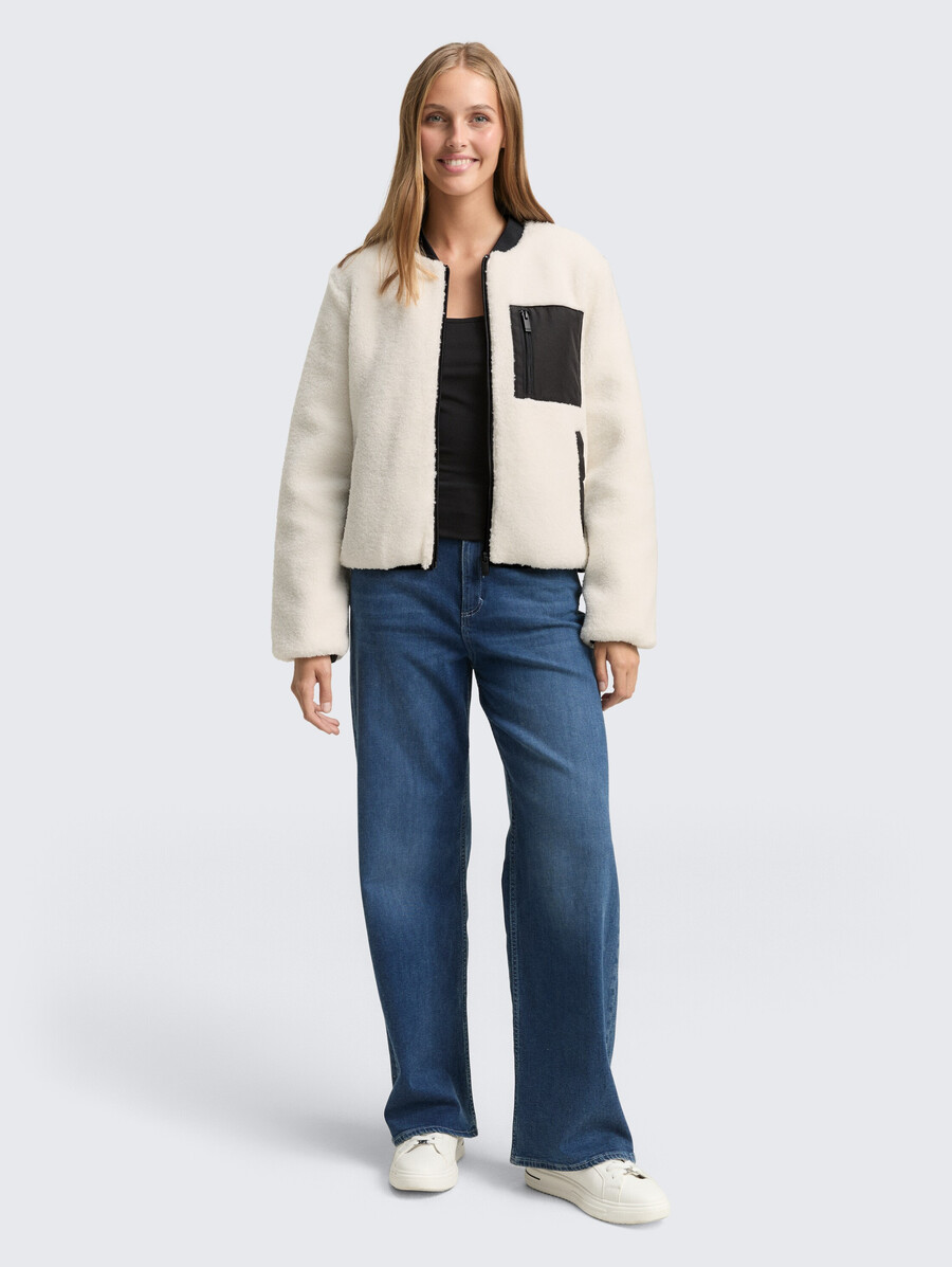 veste teddy à col aviateur
